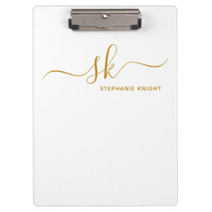 Carpeta De Pinza Nombre monogramado Gold Script Profesional