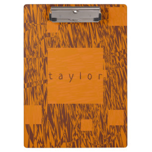 Carpeta De Pinza Nombre Naranja Marrón Cuadrados Patrón de malla Bl