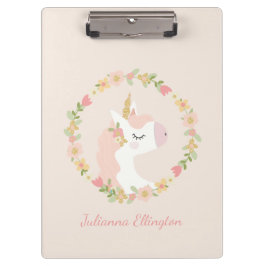 Carpeta De Pinza Nombre personalizado color floral de unicornio cor
