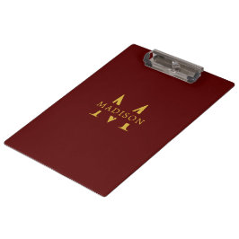 Carpeta De Pinza Nombre personalizado con monograma granate profesi