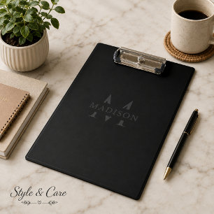 Carpeta De Pinza Nombre personalizado con monograma negro profesion