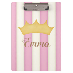 Carpeta De Pinza Nombre personalizado de la princesa con tiras rosa