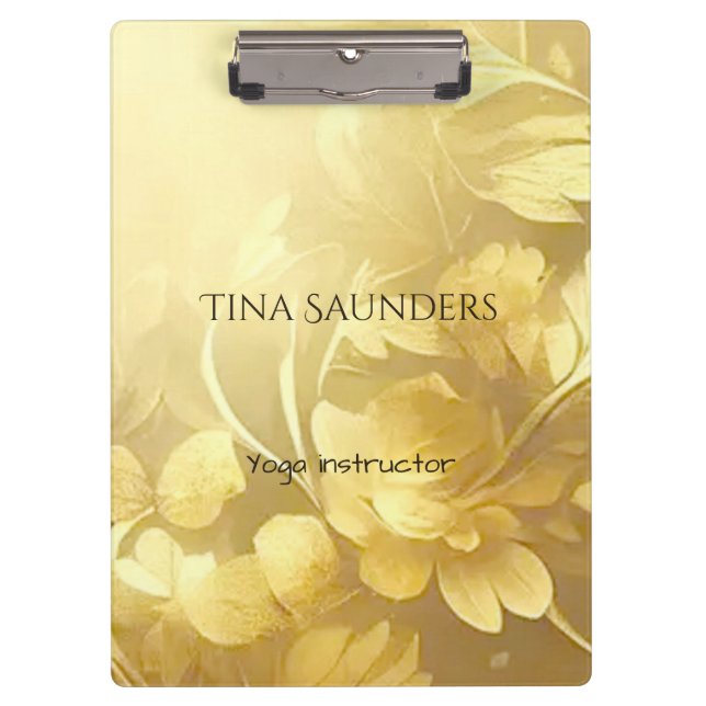 Carpeta De Pinza Nombre personalizado de las flores de oro de yoga (Anverso)