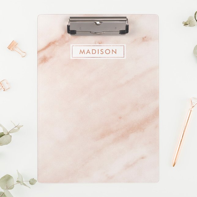 Carpeta De Pinza Nombre personalizado de moda de mármol rosa de Rub (Subido por el creador)