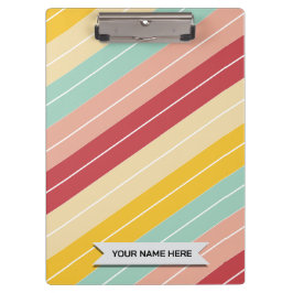 Carpeta De Pinza Nombre personalizado de rayas retro modernas simpl