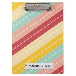 Carpeta De Pinza Nombre personalizado de rayas retro modernas simpl