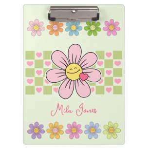 Carpeta De Pinza Nombre personalizado de sonrisa de flor feliz