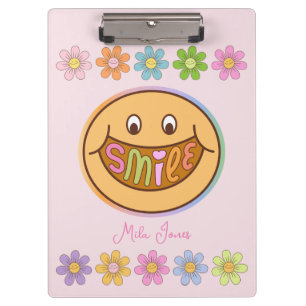 Carpeta De Pinza Nombre personalizado de sonrisa de flor feliz
