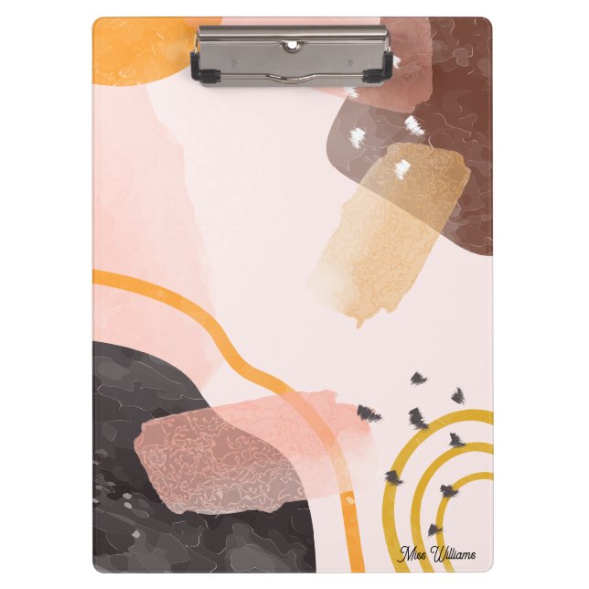Carpeta De Pinza Nombre personalizado del patrón abstracto de Boho (Anverso)