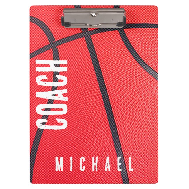 Carpeta De Pinza Nombre personalizado entrenador de baloncesto (Anverso)