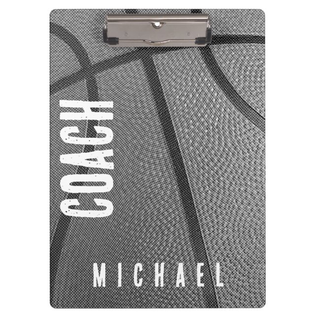 Carpeta De Pinza Nombre personalizado entrenador de baloncesto (Anverso)
