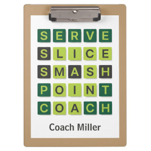 Carpeta De Pinza Nombre Personalizado Entrenador de Tenis Estilo Wo