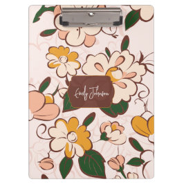 Carpeta De Pinza Nombre personalizado floral retro prado crema melo