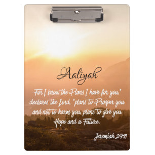 Carpeta De Pinza Nombre personalizado - Jeremiah 29:11 Sunrise