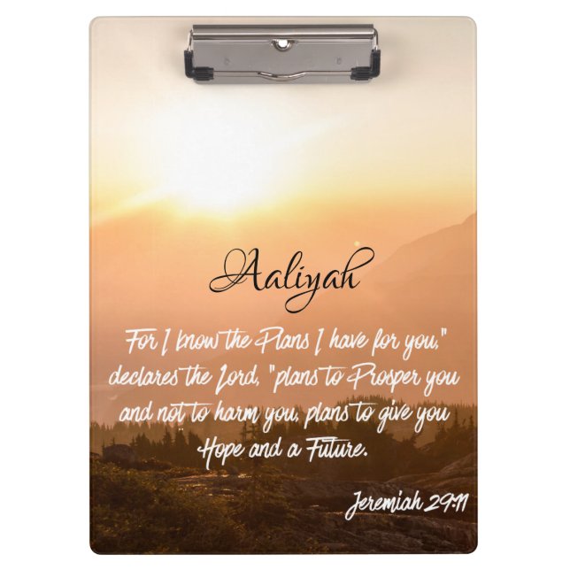 Carpeta De Pinza Nombre personalizado - Jeremiah 29:11 Sunrise (Anverso)