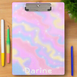 Carpeta De Pinza Nombre personalizado l colorido esparkles Rainbow