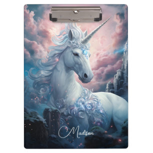Carpeta De Pinza Nombre personalizado lindo unicornio