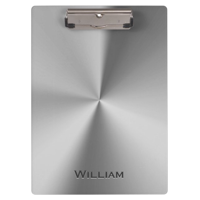 Carpeta De Pinza Nombre personalizado metal cepillado (Anverso)