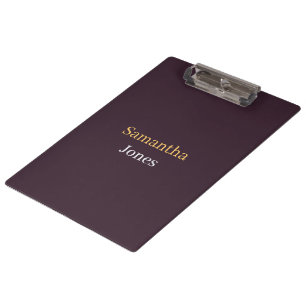 Carpeta De Pinza Nombre personalizado minimalista moderno burdeos