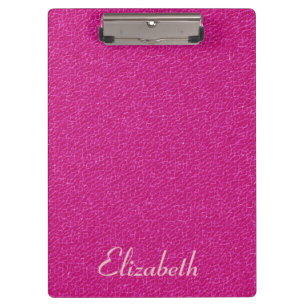 Carpeta De Pinza Nombre personalizado mirada de cuero rosada