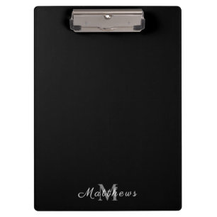 Carpeta De Pinza Nombre personalizado monograma negro