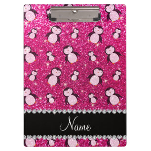 Carpeta De Pinza Nombre personalizado neón purpurina rosa caliente