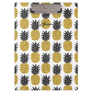 Carpeta De Pinza Nombre personalizado Portafolio de piña dorada Min