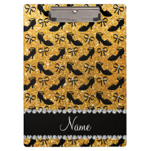 Carpeta De Pinza Nombre personalizado purpurina amarillo lujosos ar
