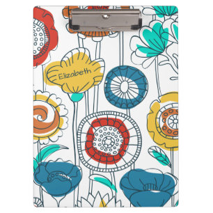 Carpeta De Pinza Nombre Personalizado Resumen Flores Modernas Monog