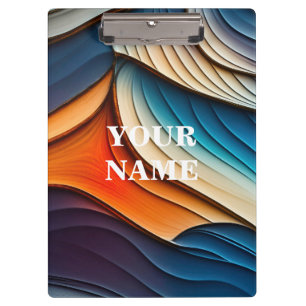 Carpeta De Pinza NOMBRE PERSONALIZADO Resumen Olas Verde azuladas y