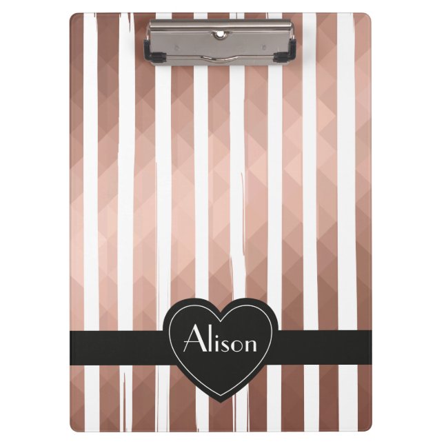 Carpeta De Pinza Nombre personalizado rosa oro elegante moda modern (Anverso)