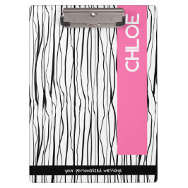 Carpeta De Pinza Nombre personalizado rosa y negro moderno