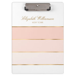 Carpeta De Pinza Nombre personalizado Rubor Pink Gold