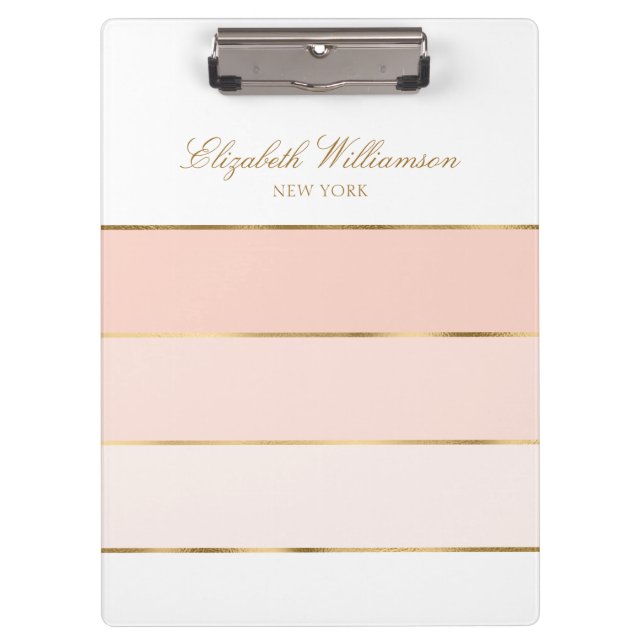 Carpeta De Pinza Nombre personalizado Rubor Pink Gold (Anverso)