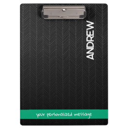 Carpeta De Pinza Nombre personalizado y mensaje negro moderno perso