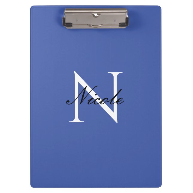 Carpeta De Pinza Nombre propio monogramado inicial azul (Anverso)