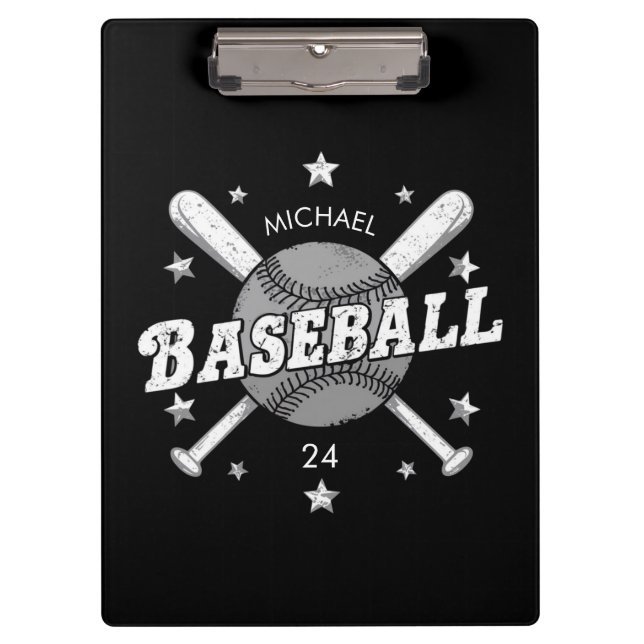 Carpeta De Pinza Nombre y número personalizados de béisbol de moda (Anverso)