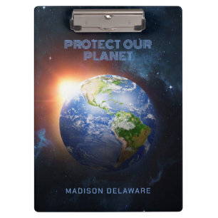 Carpeta De Pinza Nombre y texto personalizados Planeta Tierra