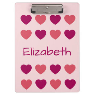Carpeta De Pinza Nombres con Patrón de Corazones en Tonos Rosados L