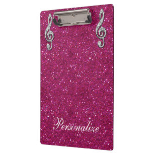 Carpeta De Pinza Nota musical de diamante brillante personalizada