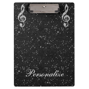 Carpeta De Pinza Nota musical de diamante brillante personalizada