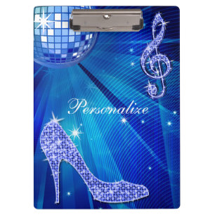 Carpeta De Pinza Nota Musical y Tacón de Aguja Brillante Azul