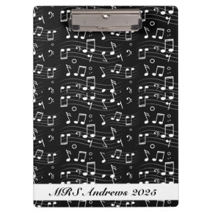 Carpeta De Pinza Notas musicales en blanco y negro