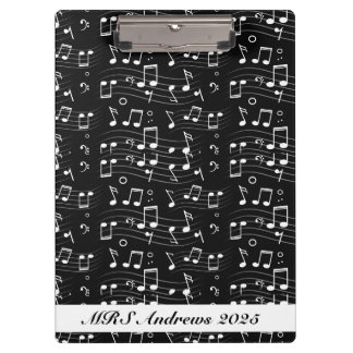 Carpeta De Pinza Notas musicales en blanco y negro