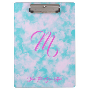 Carpeta De Pinza Nubes cúpulas Monograma rosa y azul