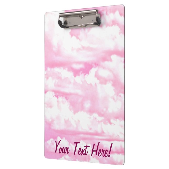 Carpeta De Pinza Nubes felices rosadas personalizadas (Izquierda)