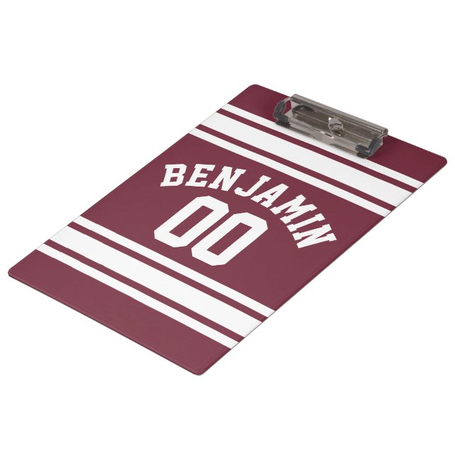Carpeta De Pinza Número de nombre personalizado de franjas maroon y (Angular)