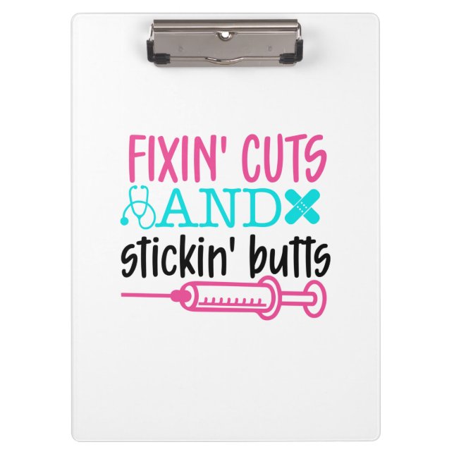 Carpeta De Pinza Nurse Gift  Fixin' Cuts Stickin' Butts (Anverso)
