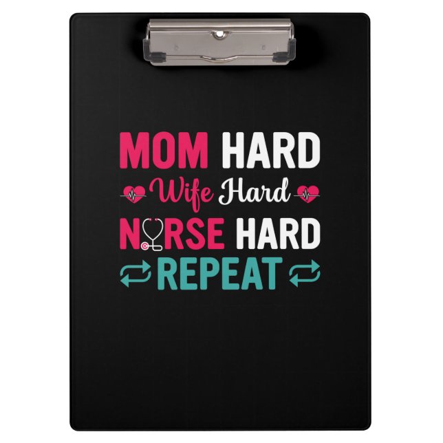 Carpeta De Pinza Nurse Gift | Mom Hard Wife Hard Nurse (Anverso)