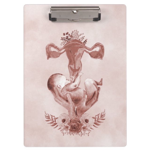 Carpeta De Pinza Ob/Gyn Partera Parto Floral Nacimiento Cervix Ovar (Anverso)